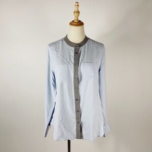 SOFT SURROUNDINGS Silk Two Tone Button Up Shirt S
